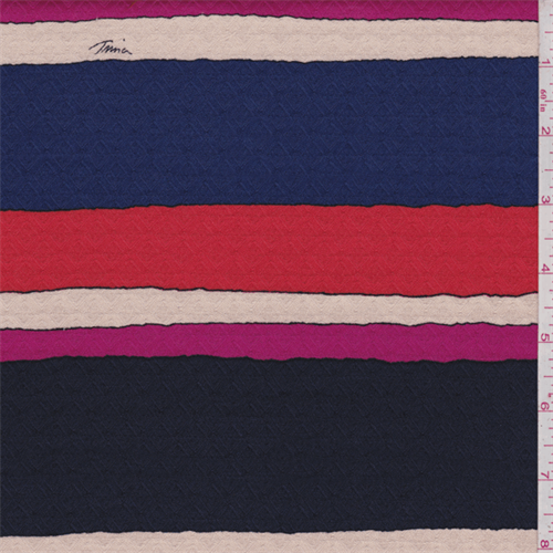 Blue/Orange/Pink Stripe Cotton Jacquard