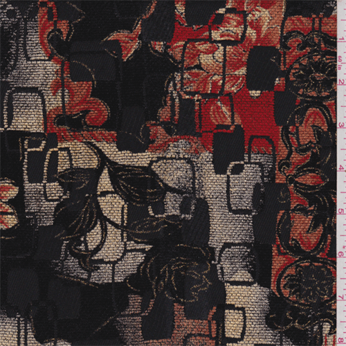 Red/Black Multi Contemporary Chenille Jacquard