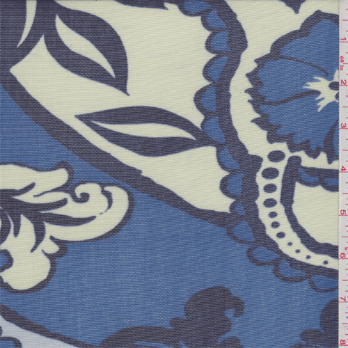 Yellow/Blue Fashion Floral Stretch Mesh