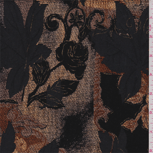 Black/Brown Floral Patchwork Chenille Jacquard