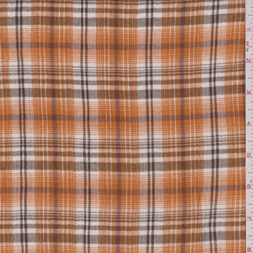 *3 YD PC--Orange/Brown Plaid Gauze
