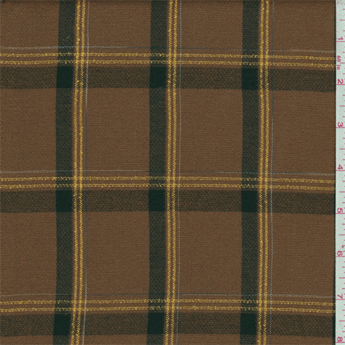 Nutmeg Brown Embroidered Plaid Rayon