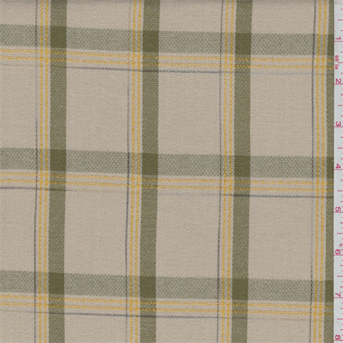 Beige Embroidered Plaid Rayon