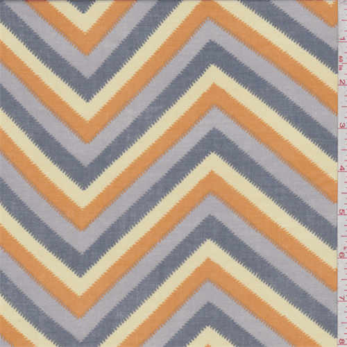 Yellow/Gold/Grey Chevron Print Challis Lawn