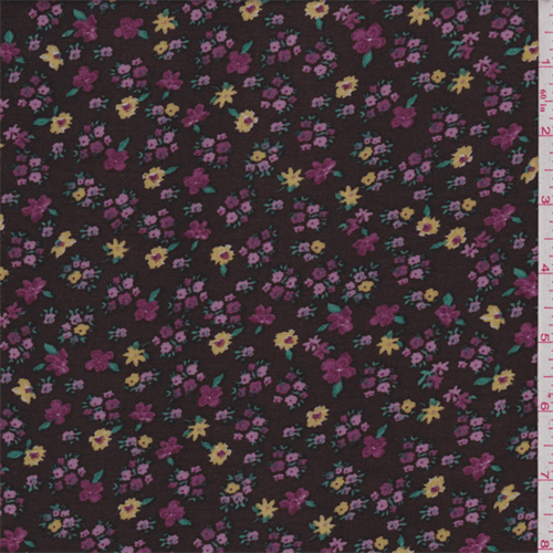 Brown/Pink Mini Floral Print Challis Lawn