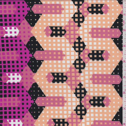 Coral/Fuchsia Check/Stripe Cotton Lawn