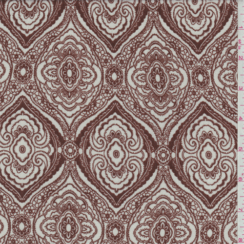 Nutmeg/Ivory Medallion Print Rayon Crepon