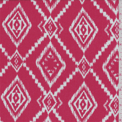 Coral Red Ikat Diamond Rayon Crepon