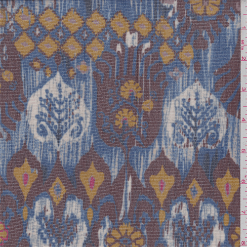 Chestnut Brown/Blue Ikat Medallion Mesh Knit