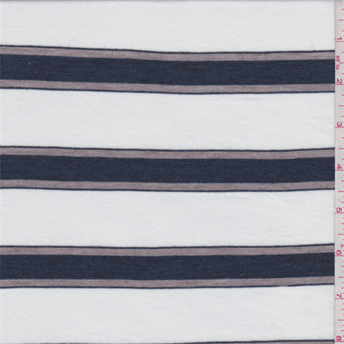 White/Navy Stripe Jersey Knit