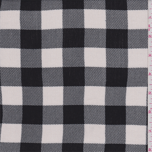 Black/White Check Rayon Gauze