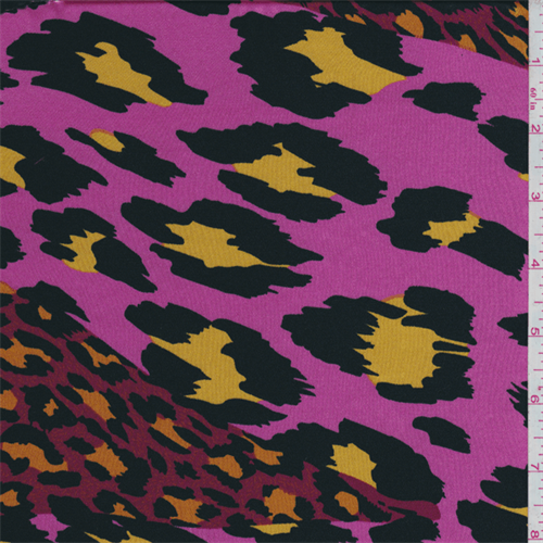 Hot Pink Leopard Print Satin Stretch Charmeuse 48130 Fashion