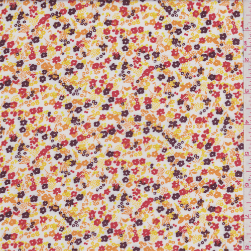 *3 YD PC--White/Yellow Miniature Floral Challis