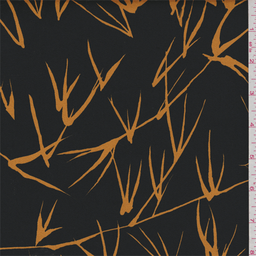 *3 3/8 YD PC--Black/Gold Bamboo Stretch Sateen