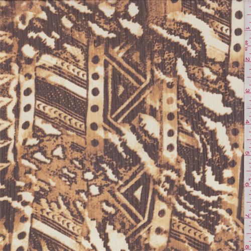 Caramel/Brown Aztec Print Crinkled Chiffon