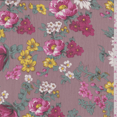 Cocoa Brown Floral Print Crinkled Chiffon