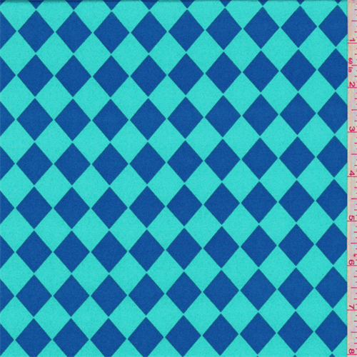 Mint/Royal Diamond Print Crepe de Chine