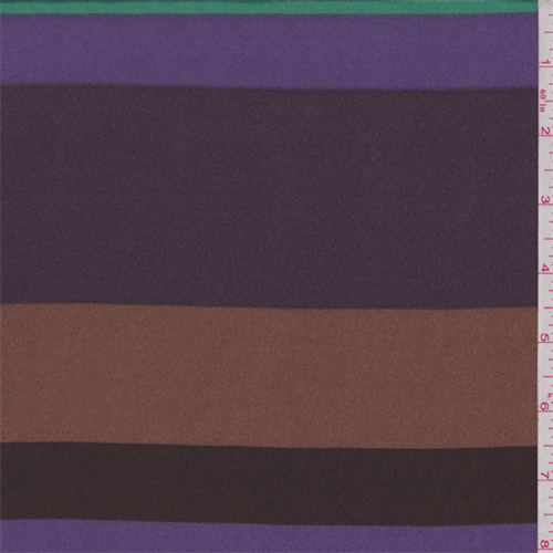 Purple/Brown/Ecru Stripe Crepe de Chine