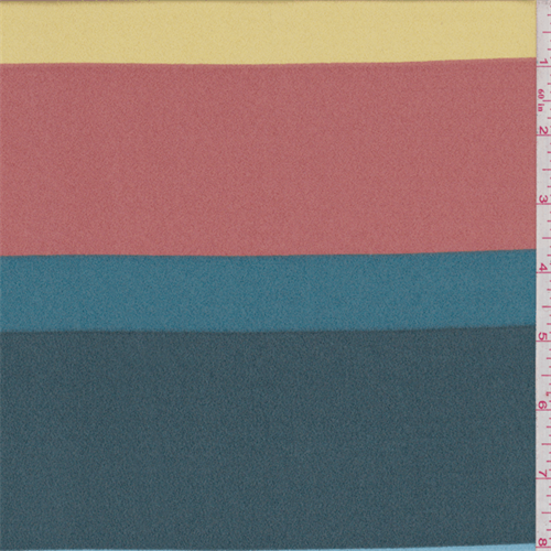 Teal/Brown/Ecru Stripe Crepe de Chine