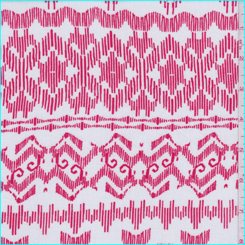 White/Bright Red Sketch Stripe Rayon Crepon