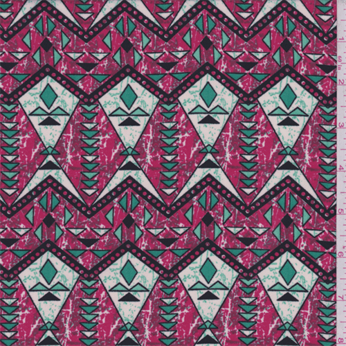 Cherry Red Southwest Diamond Print Polyester Crepe
