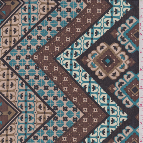 Black/Brown/Aqua Chevron Polyester Chiffon