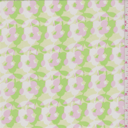 Lime/Pink Daisy Chain Polyester Chiffon