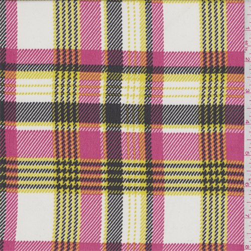 Hot Pink/Yellow Plaid Polyester Chiffon