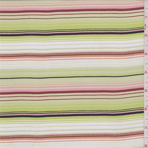 White/Lime Pinstripe Polyester Chiffon