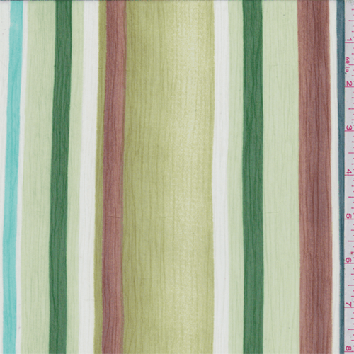 Avocado Multi Stripe Crinkled Chiffon