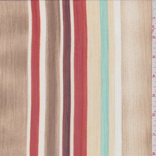 Beige Multi Stripe Crinkled Chiffon