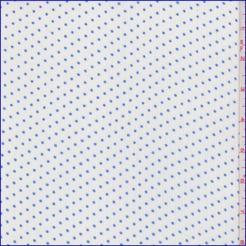 White/Dark Aqua Dot Print Crinkled Chiffon