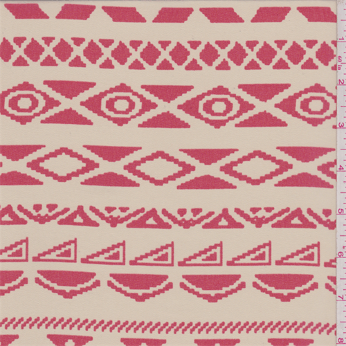 Beige/Coral Red Southwest Stripe Hi-Multi Chiffon
