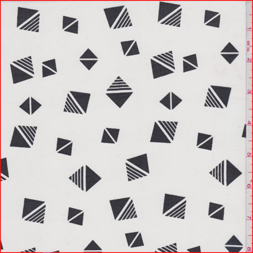 Off White/Black Diamond Print Chiffon