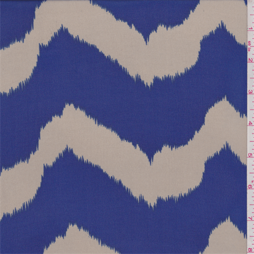 Sapphire/Taupe Flamestitch Chevron Chiffon