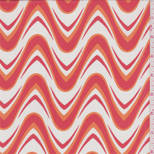 White/Red/Orange Wave Chiffon