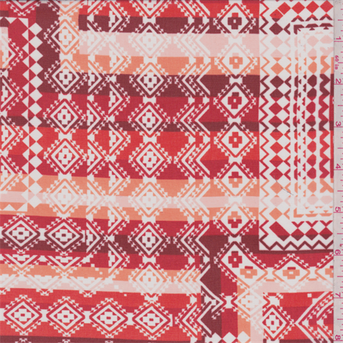 Red/Pink/White Aztec Print Hi Multi Chiffon