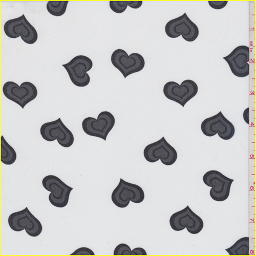 White/Charcoal Heart Print Chiffon