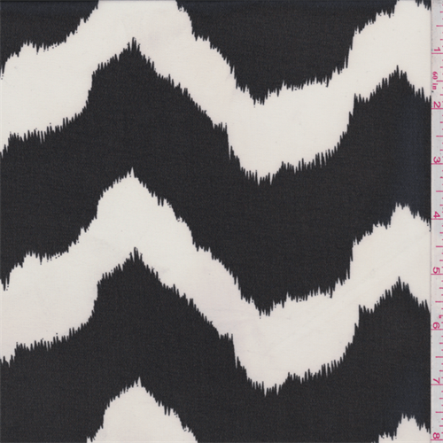 Black/Ecru Flamestitch Chevron Chiffon