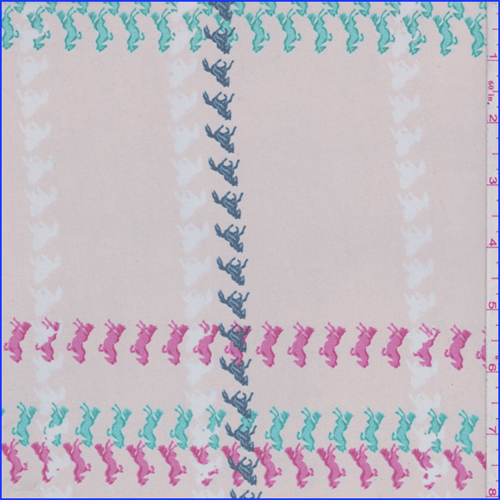 Beige Multi Horse Check Print Chiffon