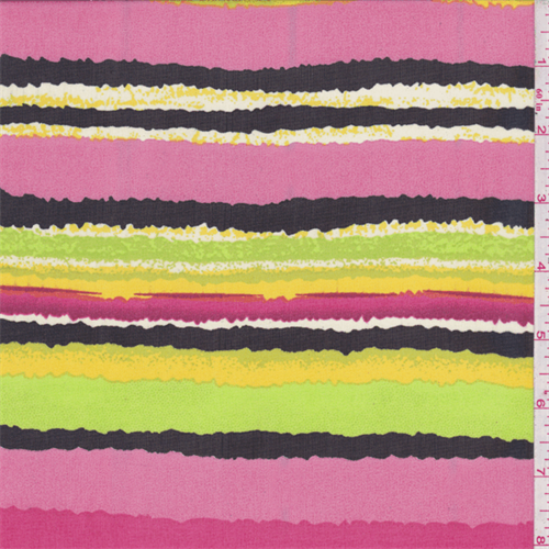 Deep Pink/Lime Multi Stripe Chiffon