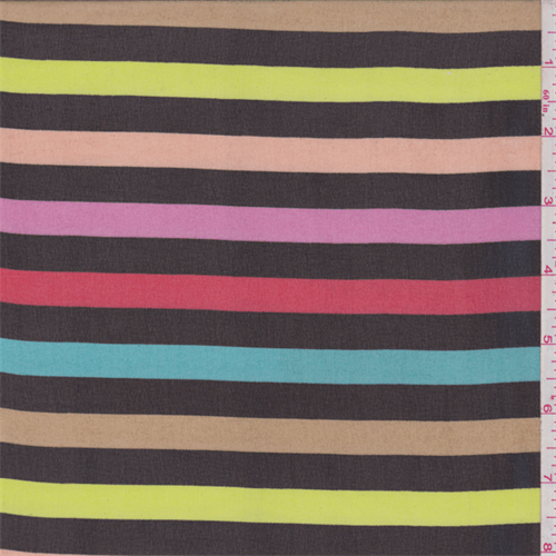 Black Multi Stripe Chiffon