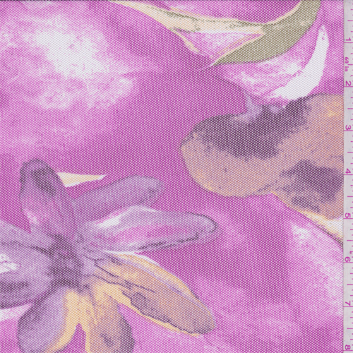 Hot Pink/White Large Floral Stretch Mesh