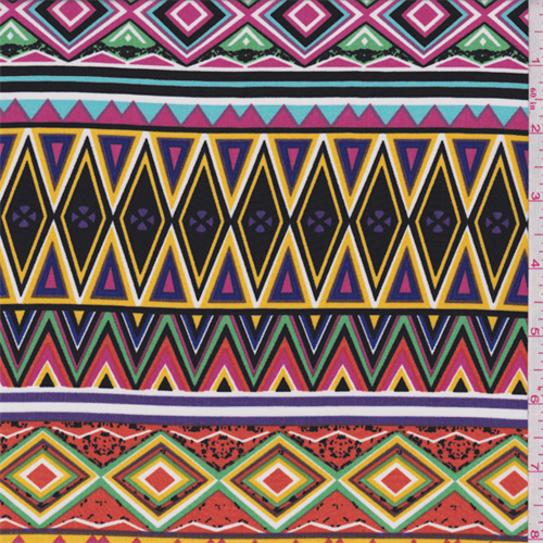 Tangerine Multi Diamond Stripe Crepe De Chine
