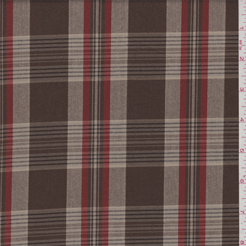 *2 3/4 YD PC--Brown/Tan Plaid Suiting
