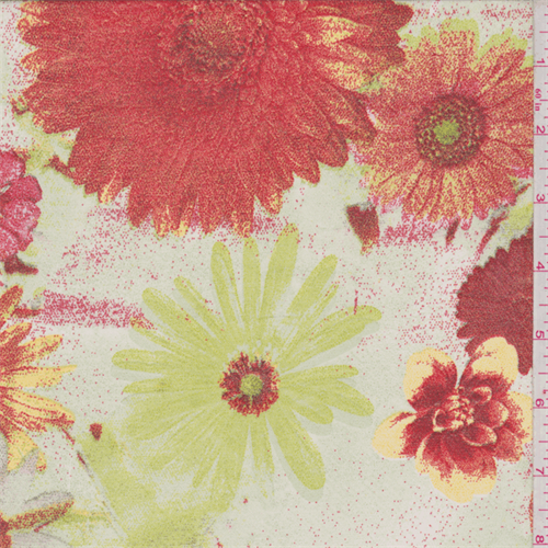 Pale Seafoam/Red Floral Bloom Chiffon