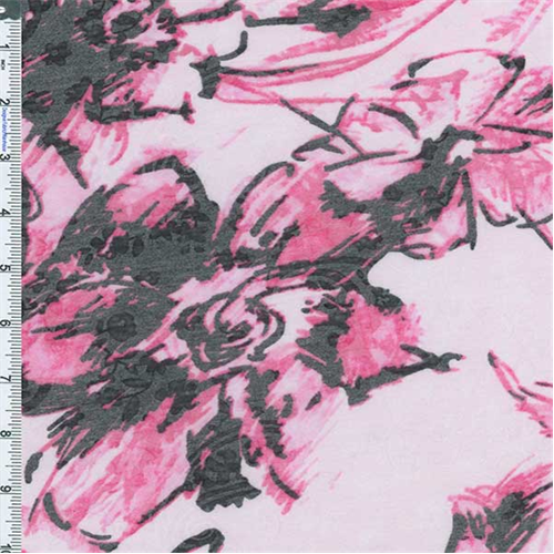 *3 5/8 YD PC--Pink/Dark Gray Burnout Jersey Knit