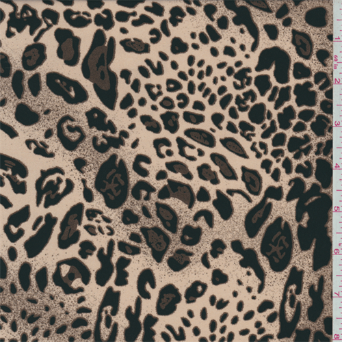 Buff/Black Animal Print Dobby Crepe