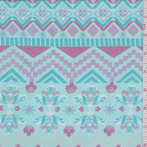 Ice Blue Sweater Print Dobby Crepe