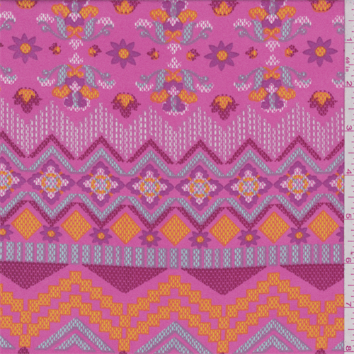 Lipstick Pink Sweater Print Dobby Crepe